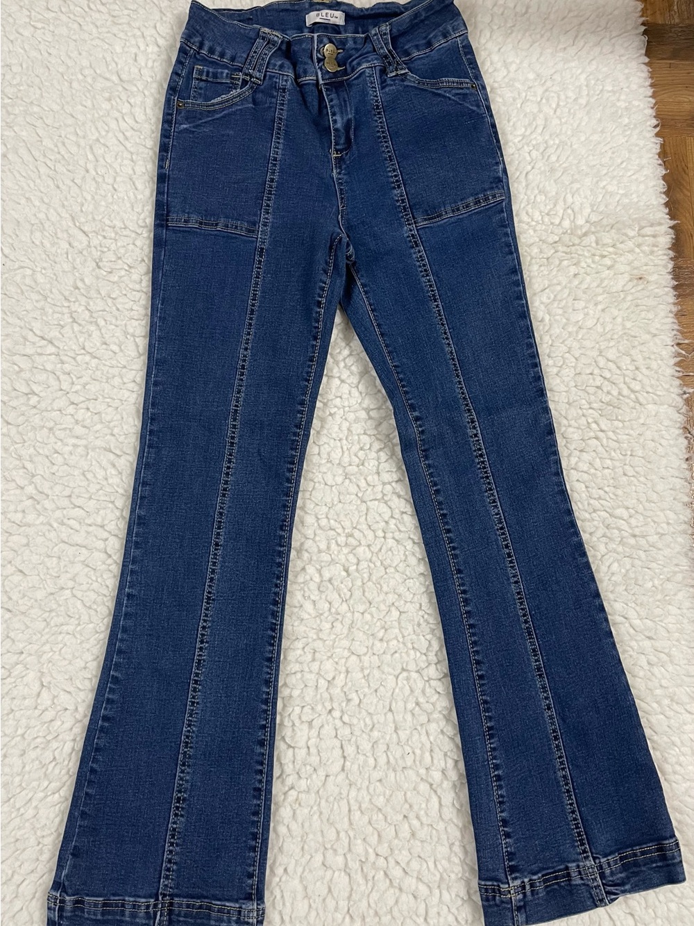 Dark Indigo Flare Jeans with Front Seam Detail